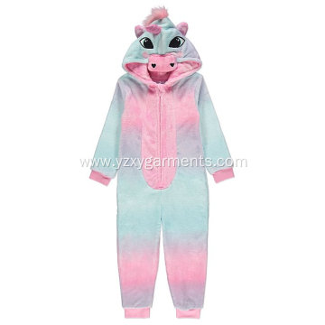 Rainbow unicorn embroidery fleece onesie